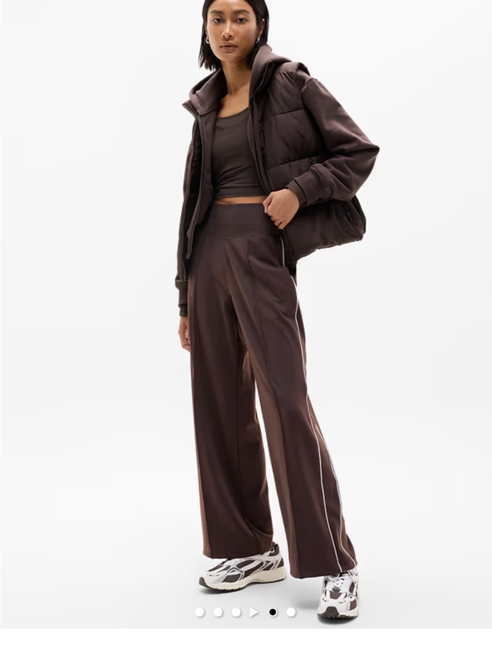 ATHLETA Venice High Rise Track Stripe Wide Leg Pant in Truffle Woman’s M\P